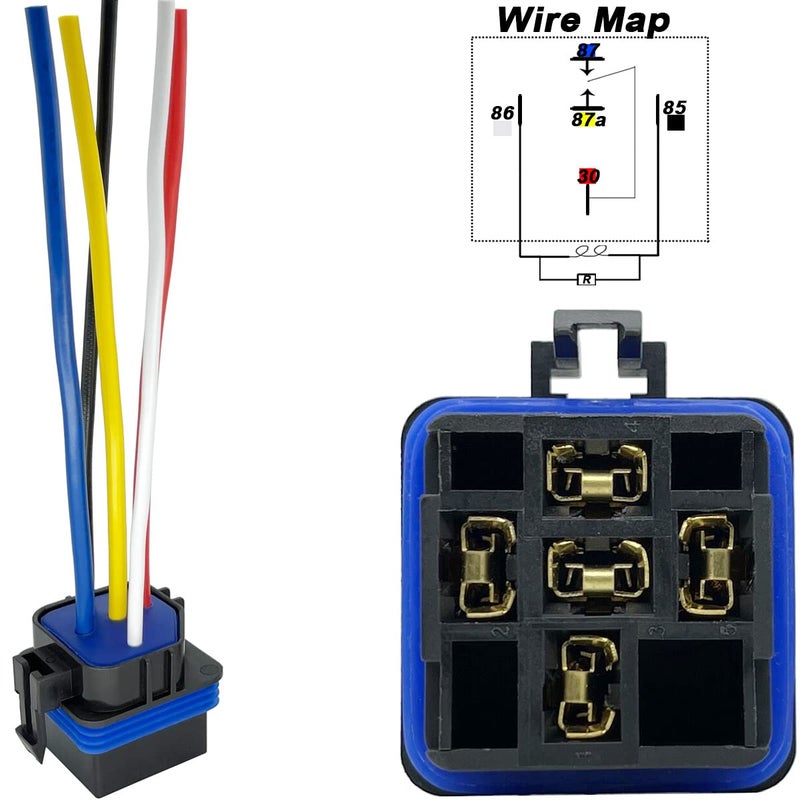 irhapsody 1 Pack 40/30 AMP 12V DC Waterproof Relay Kit with Heavy-Duty Pigtail, 5-PIN SPDT Automotive Relay - Image 2